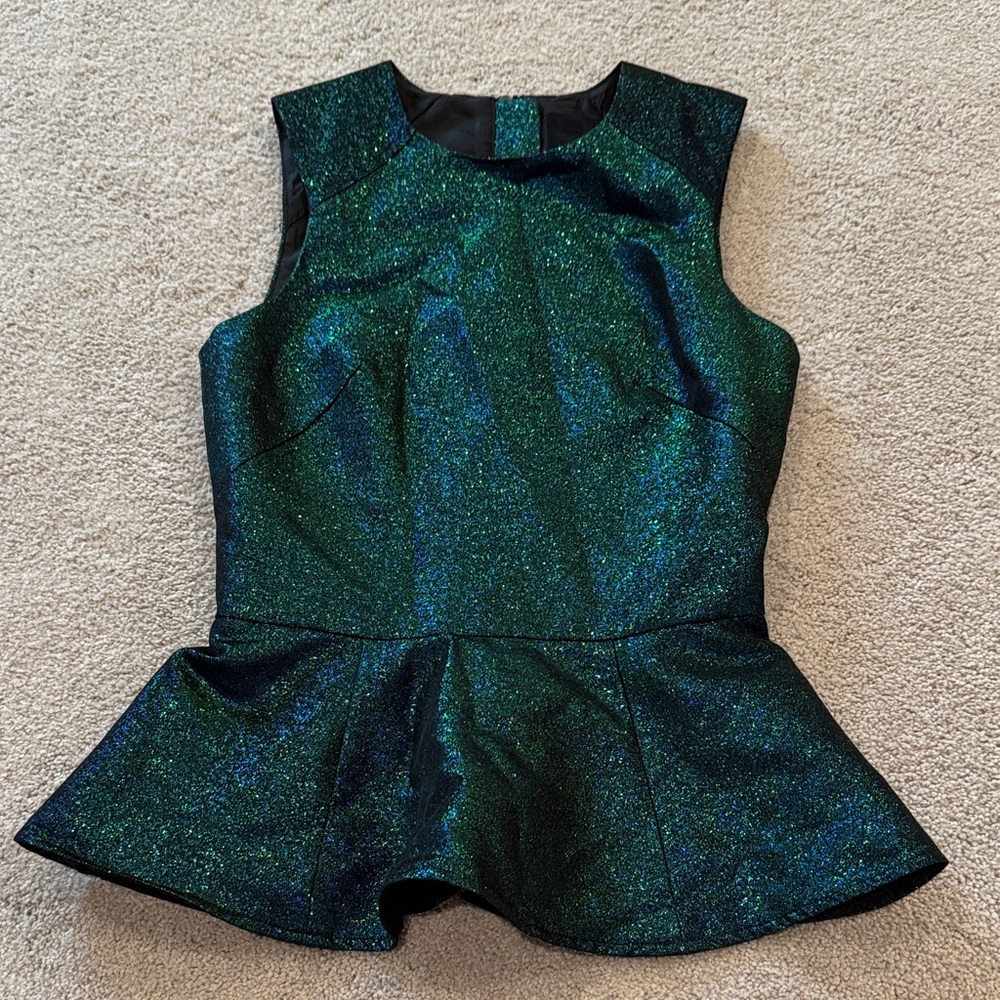 H&M Shimmering Green Peplum Top